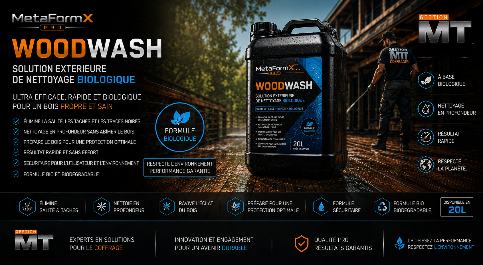 MetaFormX Pro WoodWash — Nettoyant pour coffrage